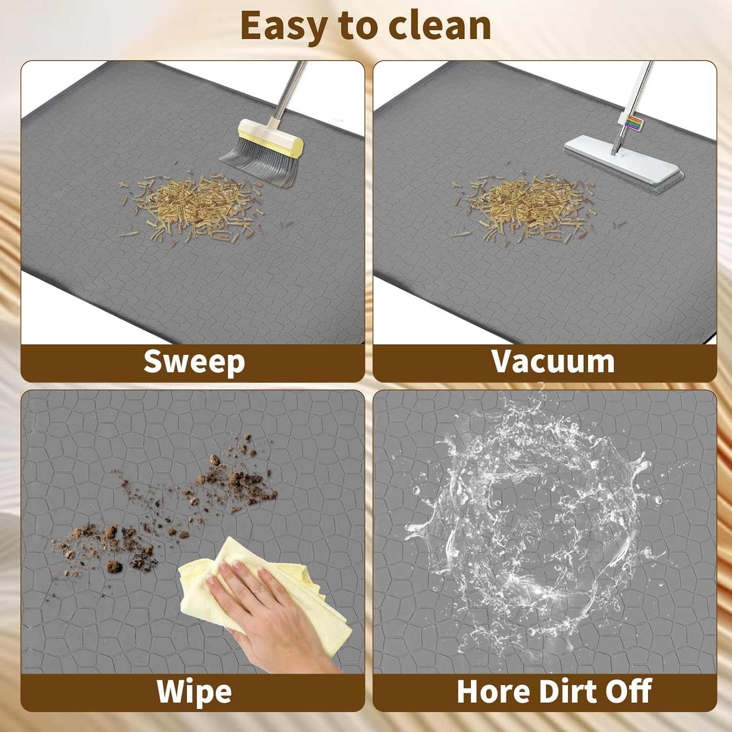 34X22Inches Cat Litter Mat, Heavy-Duty Waterproof Litter Trapping Mat, Non-Slip Scatter Control Trapping Mat for Litter Box, Easy to Clean (Gray) ﻿ image number 3