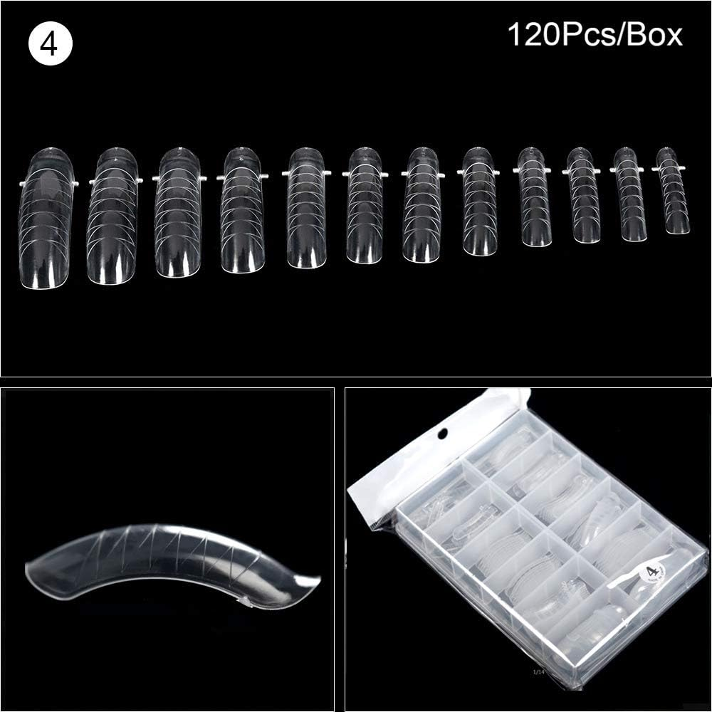 KADS 120PCS Clear Full Cover Dual Nail System Form UV Gel Acrylic Nail Art Mold Artificial Nail Tips with Scale for Extension (MODEL 4) image number 4