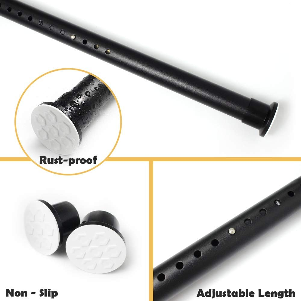 Homease Tension Shower Curtain Rods 82.7-102.4 Inch Room Divider Never Rust Adjustable Spring Rods for Window Bathroom Balcony Storeroom Laundry Non-Slip No Drilling Easy to Install Black Matte image number 4