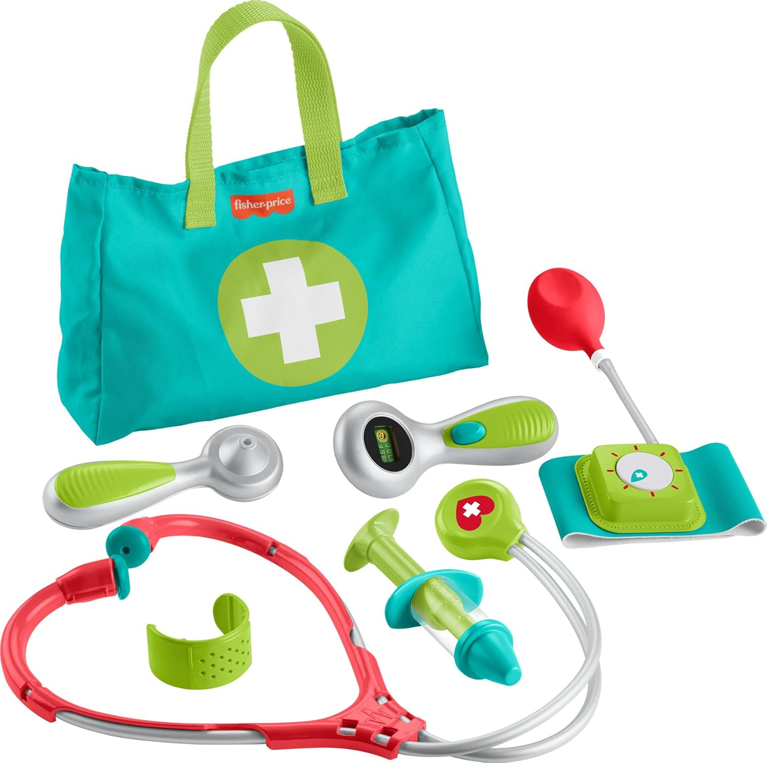 Fisher-Price Preschool Pretend Play Medical Kit 7-Piece Doctor Bag Dress up Toys for Kids Ages 3+ Years image number 1