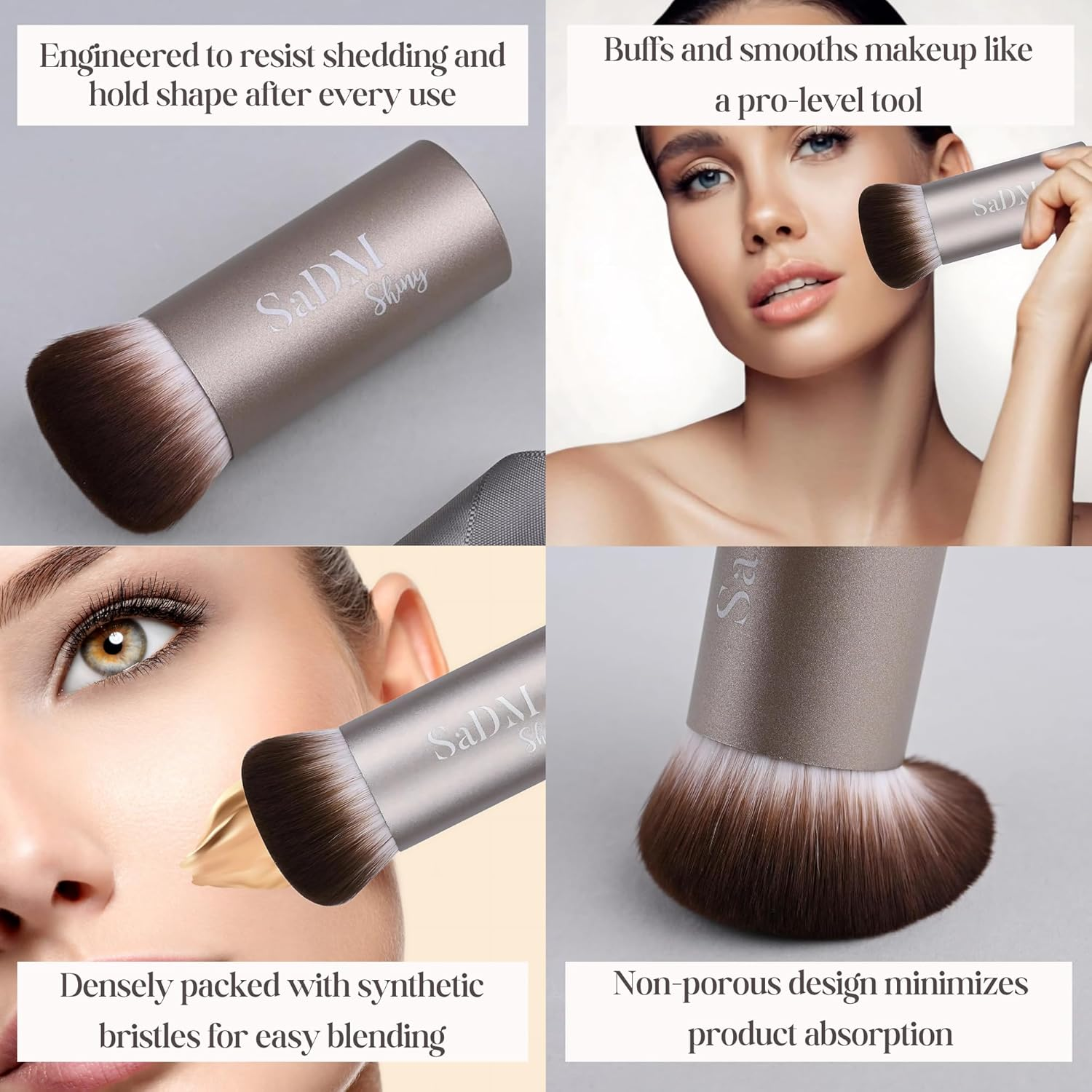 Kabuki Makeup Brush - Blender Brush for Powder, Cream, Liquid Foundation, Sunscreen, Blush Blending & Bronzer - Professional Make up Brush - Full Face Makeup Brush - Vegan & Cruelty Free image number 2