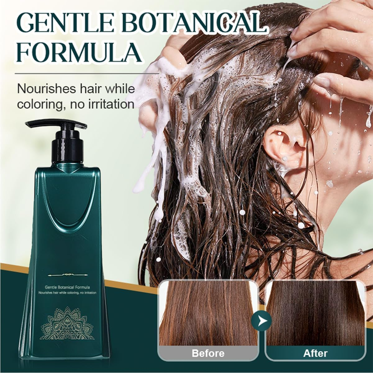 Mild Formula Long Lasting Hair Dye Set,Long-Lasting Single Step Hairdye Kit，Plant Extracts Hair Color Dye Cream for Gray Coverage (Natural Black) image number 4