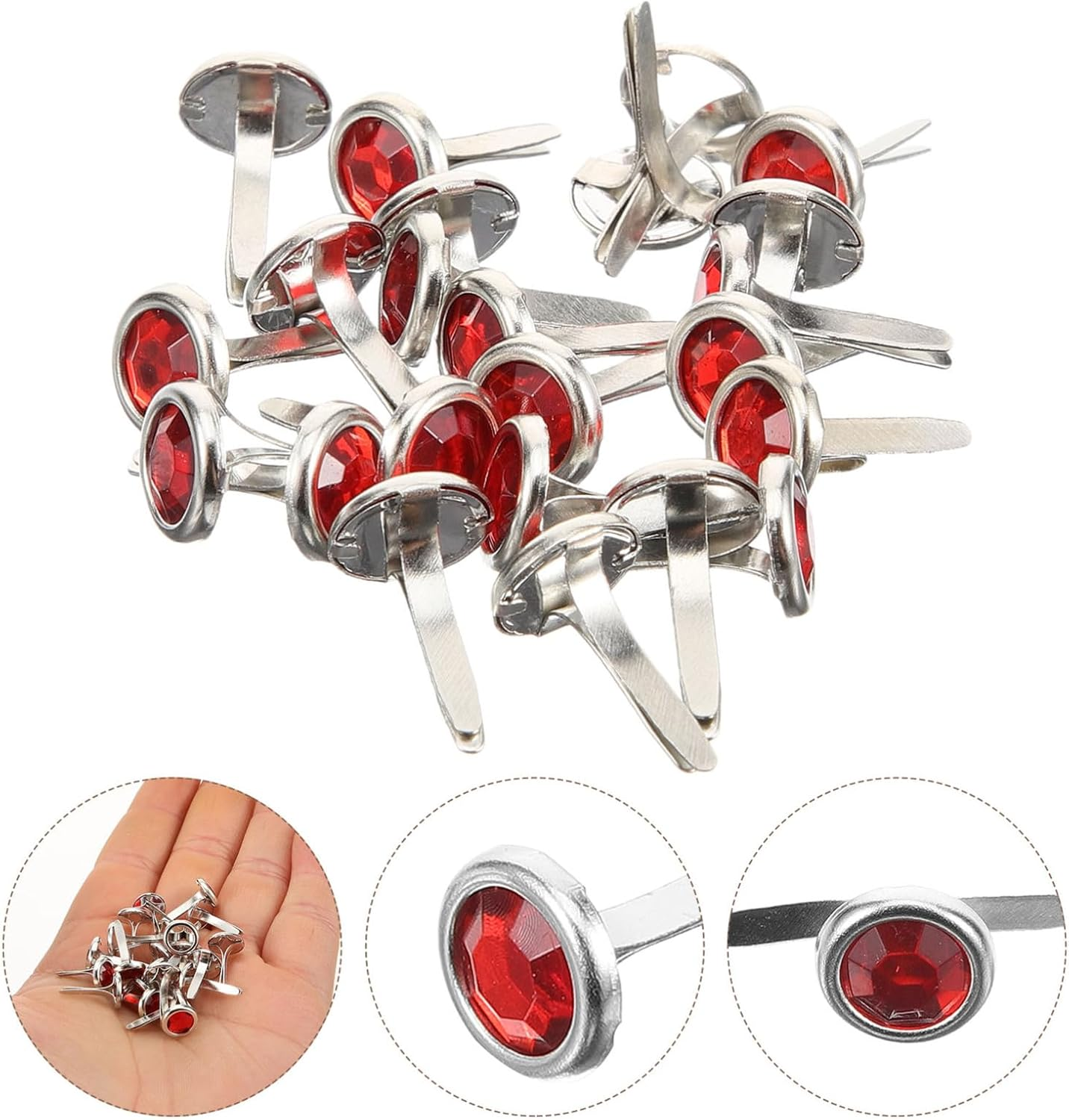ARTIBETTER 100Pcs Colorful round Metal Brads for Boys and Girls DIY Crafts Red Decorative Fasteners Two-Legged Nails for Scrapbooking and Art Projects image number 1