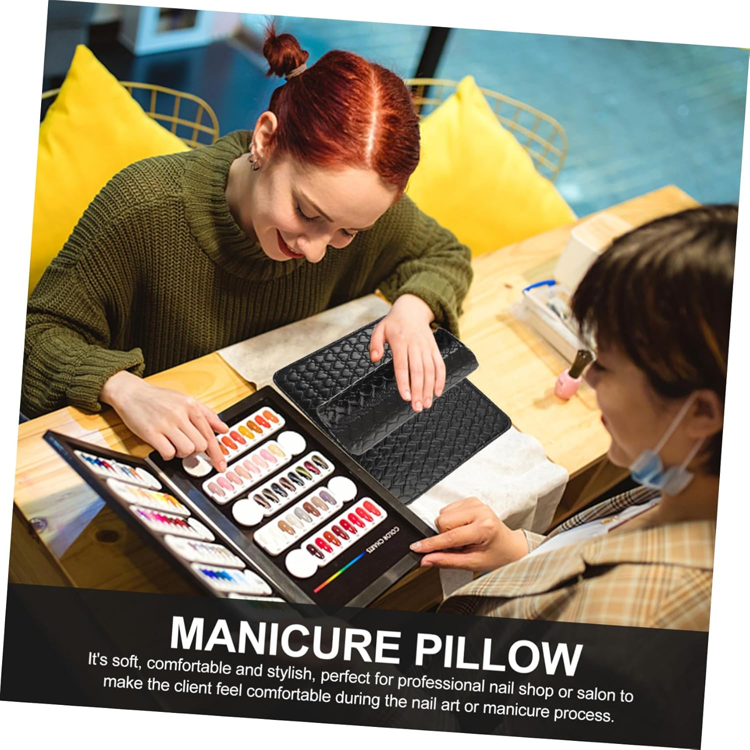 DONFAMDS Nail Art Hand Pillow Manicure LED for Cushion UV Support Rest Salon Polish Pedicure along with Wrist Pad Nail Art Supplies Black image number 6