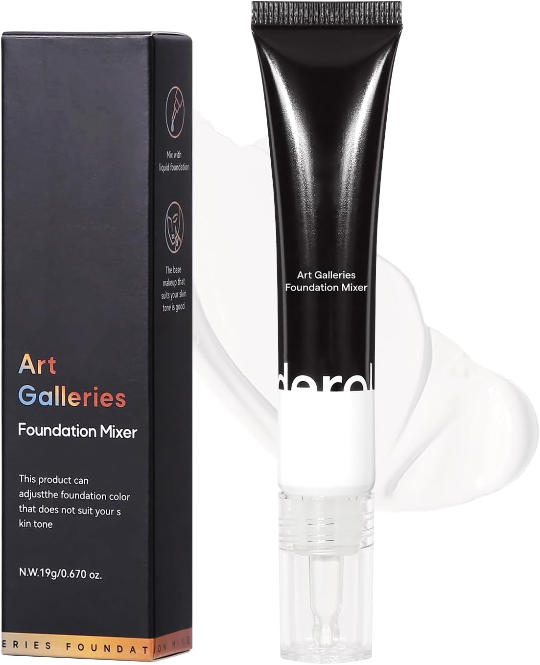 DAGEDA White Color Correct Foundation, Foundation Mixing Pigment for Adjusting Shade, Long Lasting Silky-Smooth Liquid Foundation, Light and Easy to Blend with Foundation, 0.67Oz