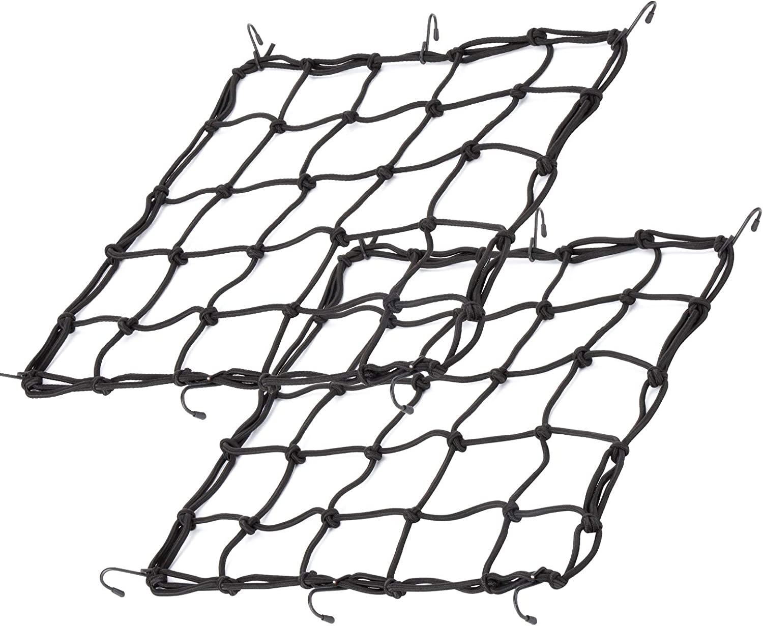 2Pack 15.7"X15.7" Cargo Net, Heavy Duty Bungee Net Stretches to 31.5"X31.5", Gear Helmet Luggage Thicken Netting with 3"X3" Small Mesh & 6 Adjustable Metal Hooks for Motorcycle, Bike, ATV (4040) image number 5