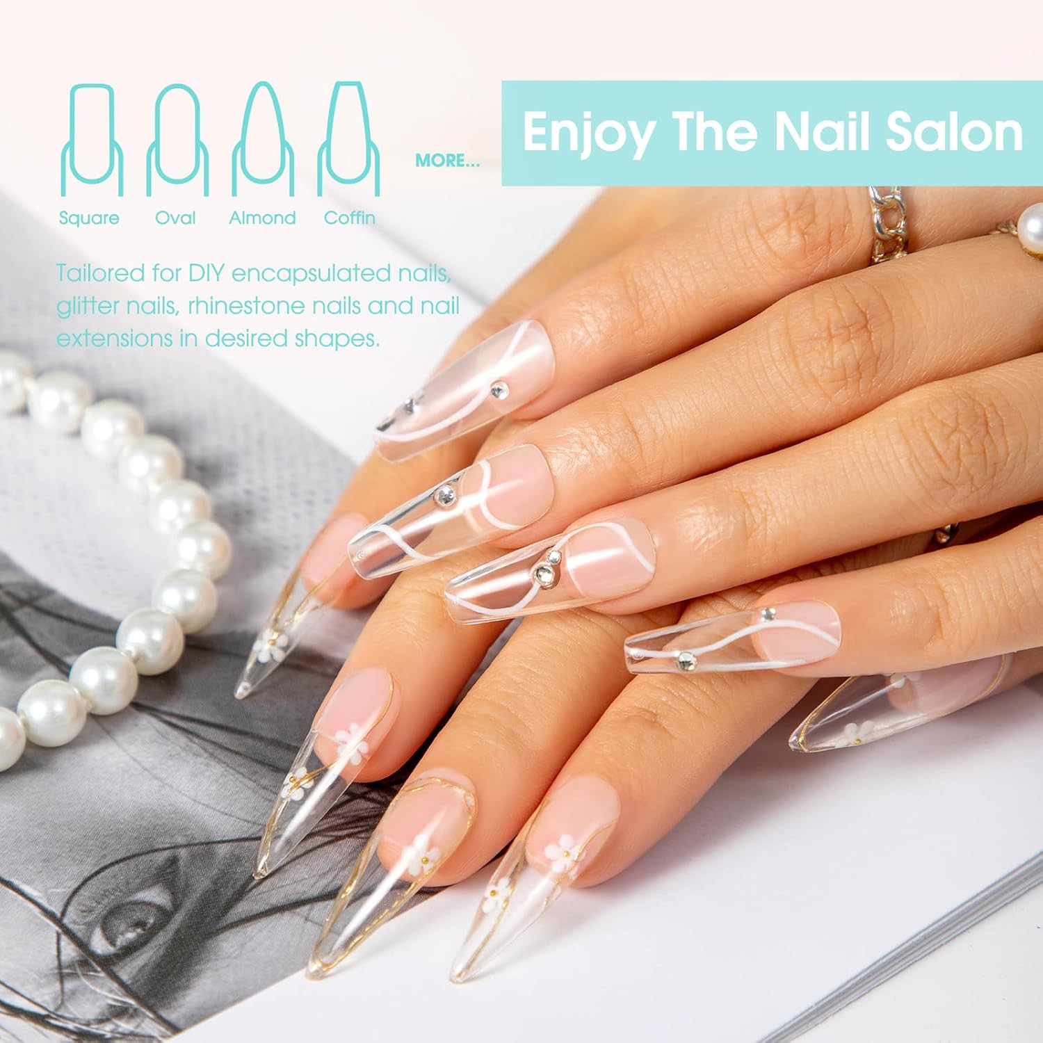 ROSALIND Clear Extension Gel, 2 PCS 1Oz/30Ml Clear Poly Nail Gel Kit Builder Transparent, Nail Thickening Poly Tube Need UV Lamp