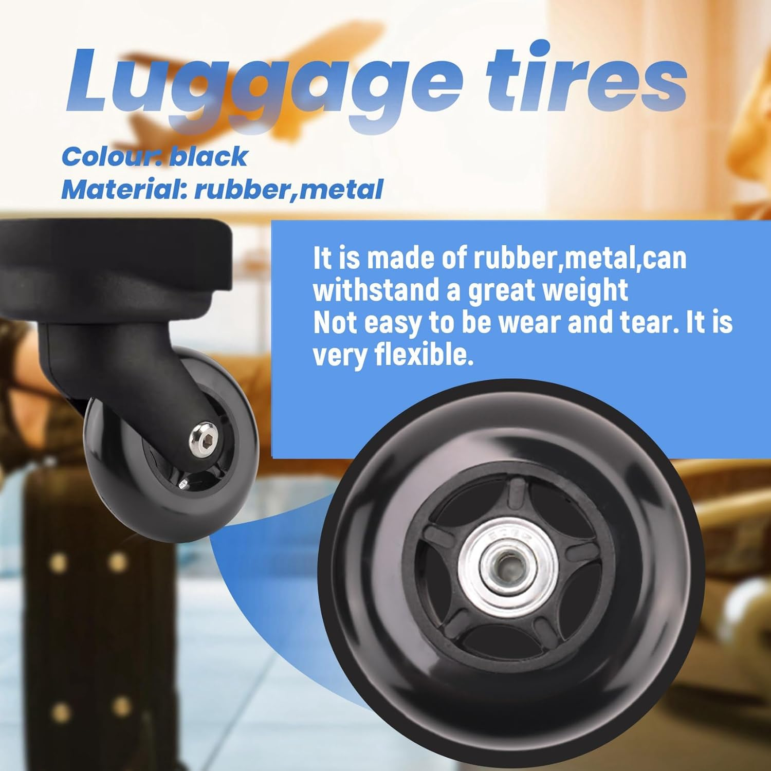 2 Set Luggage Suitcase Replacement Wheels OD 80Mm image number 2