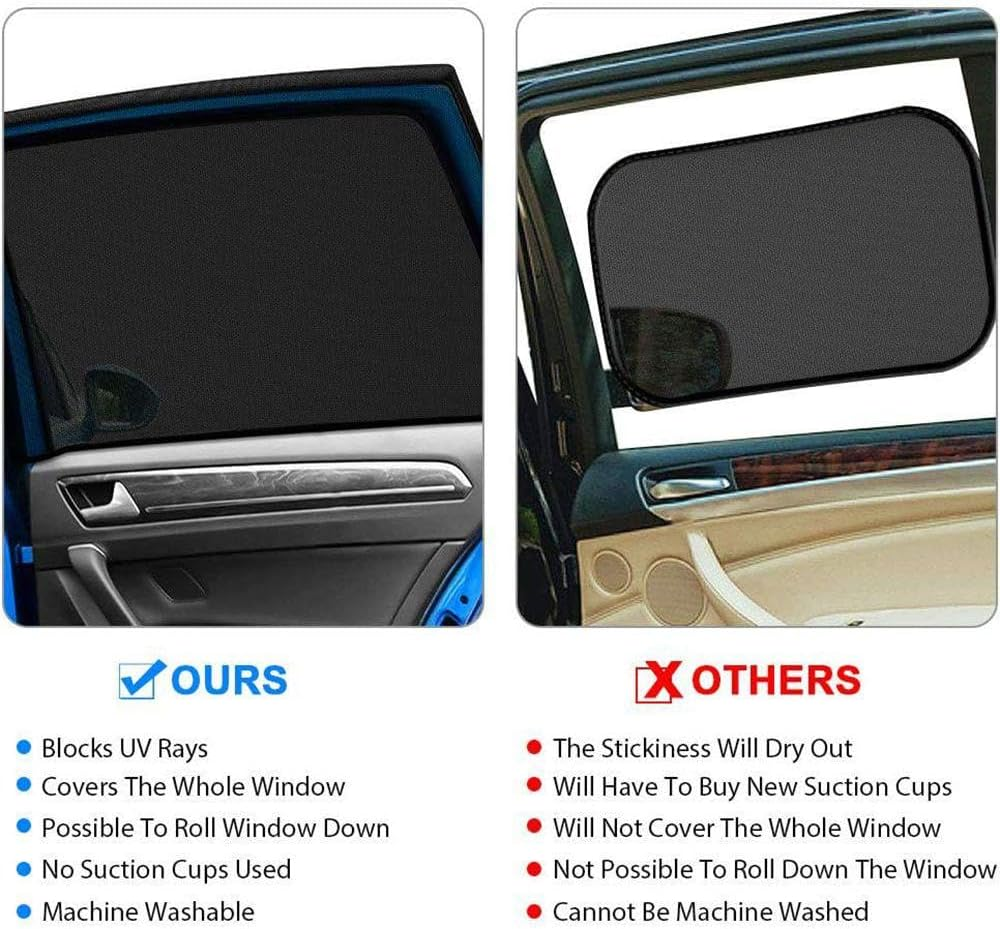 Ronluuu 4Pack Car Window Shades Mesh, Universal Fit Most of Cars, Large SUV, Pickup, Sunshade for Car Camping Anti-Mosquito UV Protection Breathable Mesh Baby, Side Window Covers image number 3