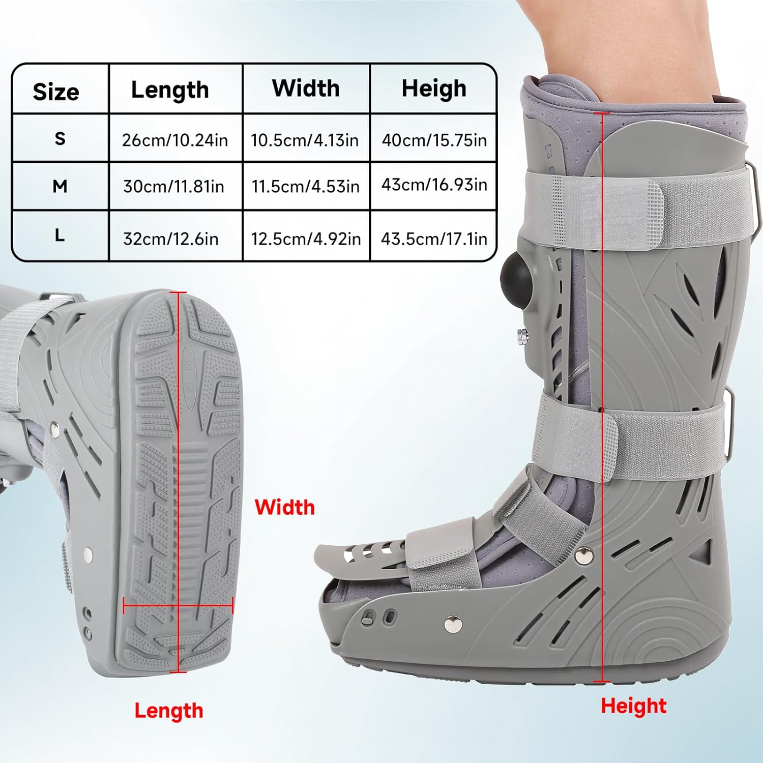 Mathgetin Air Cam Walker Fracture Boot, Tall Inflatable Walking Brace, Medical Orthopaedic Boot (L)