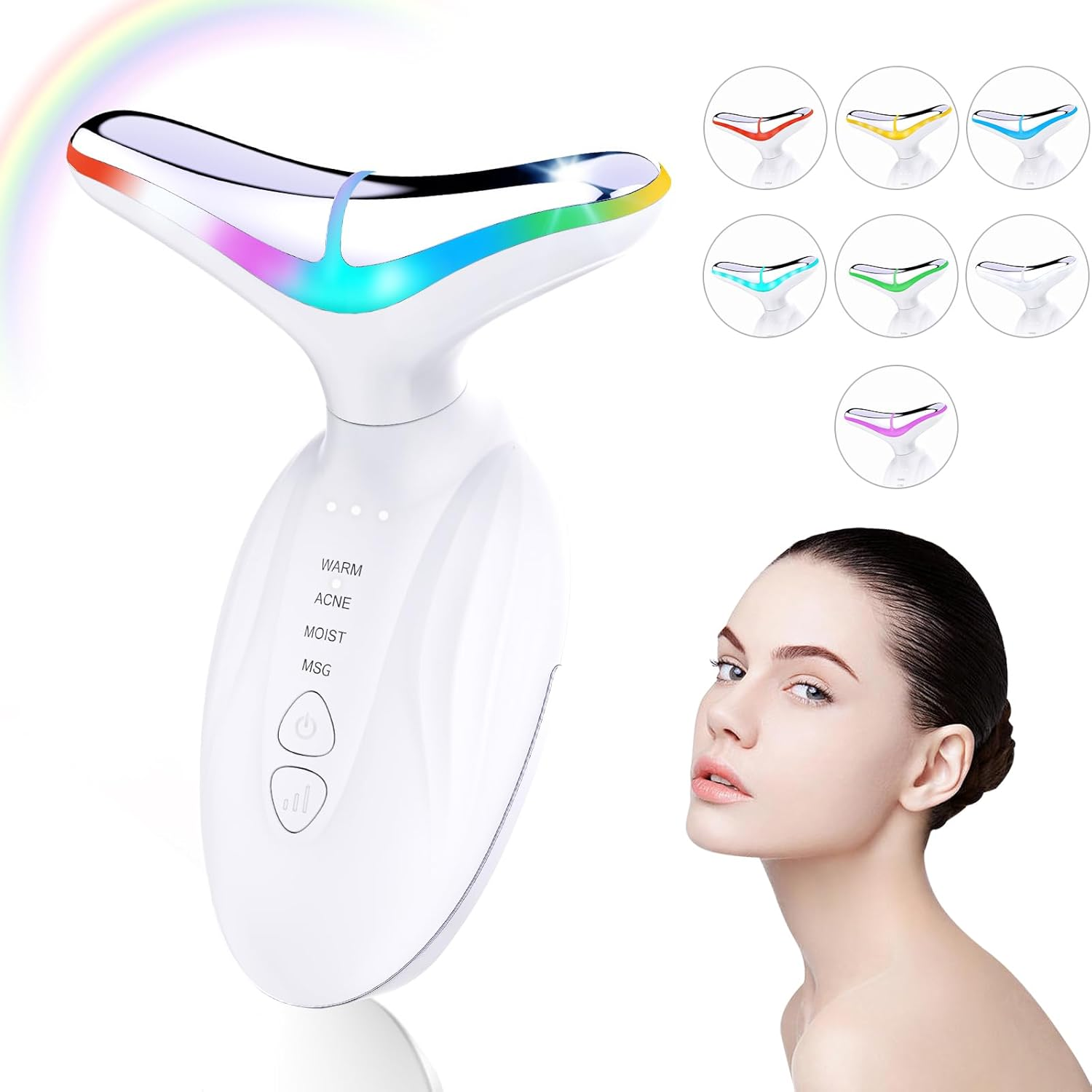 Face Massager Facial Lifting Device Electric Anti-Wrinkle Neck Massage Lift Machine Skin Toning Devices Microcurrent Sculpting Therapy Gua Sha Tool Women 7 LED Colors 4 Modes image number 5