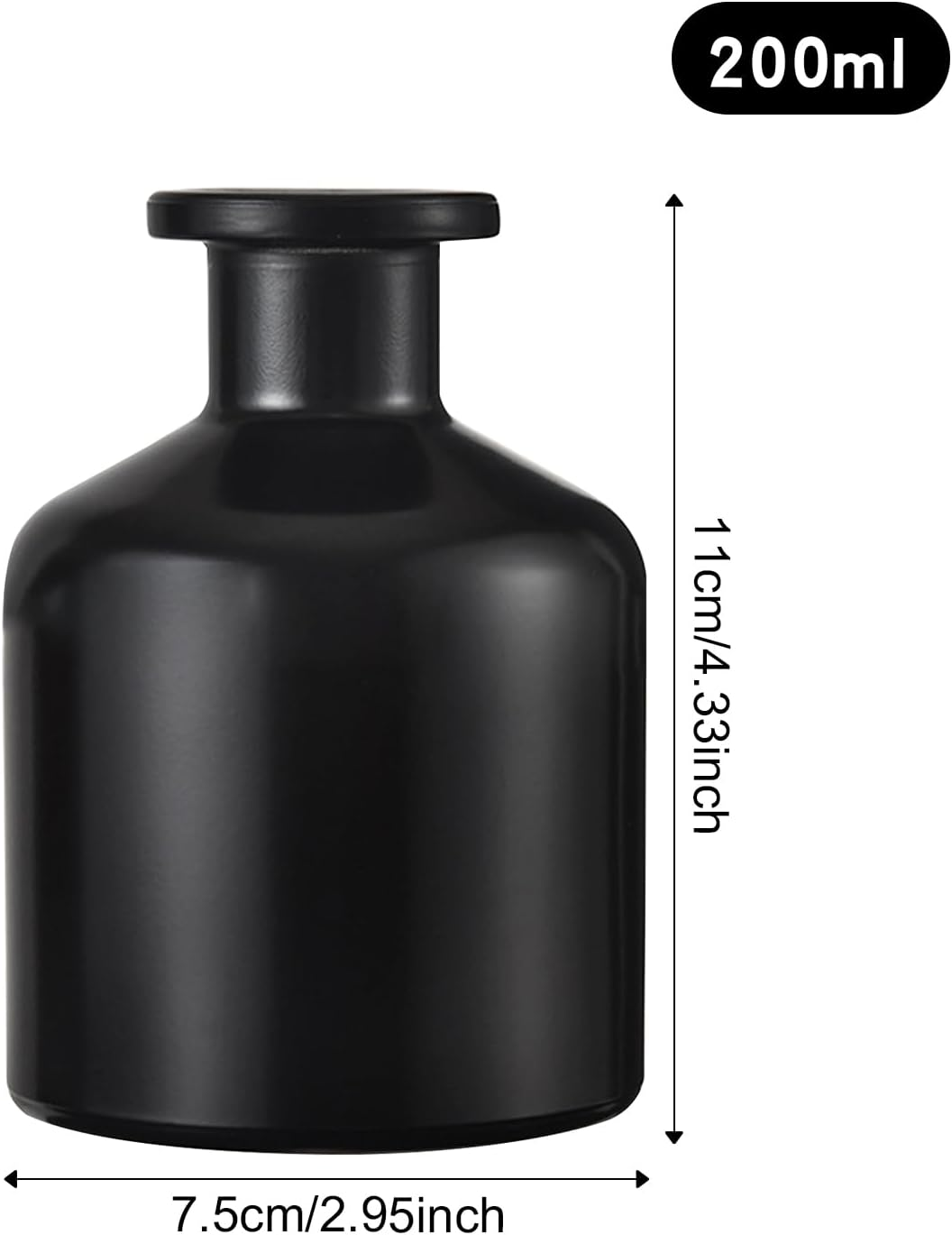 DEARBAG Set of 2 Black Glass Diffuser Bottles Set, 200 Ml Matte Glass Bottles for Room Fragrance Diffuser, Empty Diffuser Bottle, Aroma Diffuser Bottles Container for Essential Oils, Aromatherapy image number 2