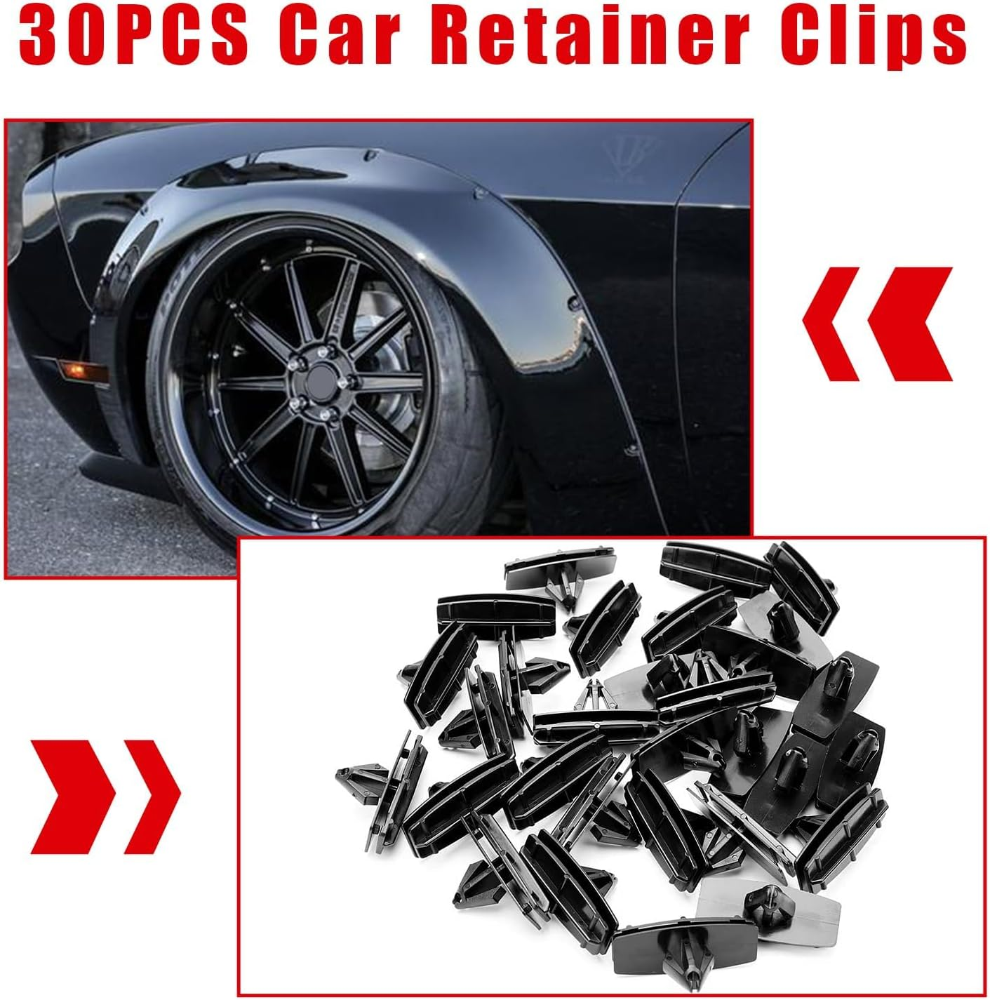 30 PCS Car Fender Flare Clips, Auto Front Fender Flare Rocker Moulding Clip, Bumper Shield Retainer Clips Replacement Compatible with Wrangler JK, Unlimited JK, Ram 4500 Ram 5500, 68039280-AA image number 1