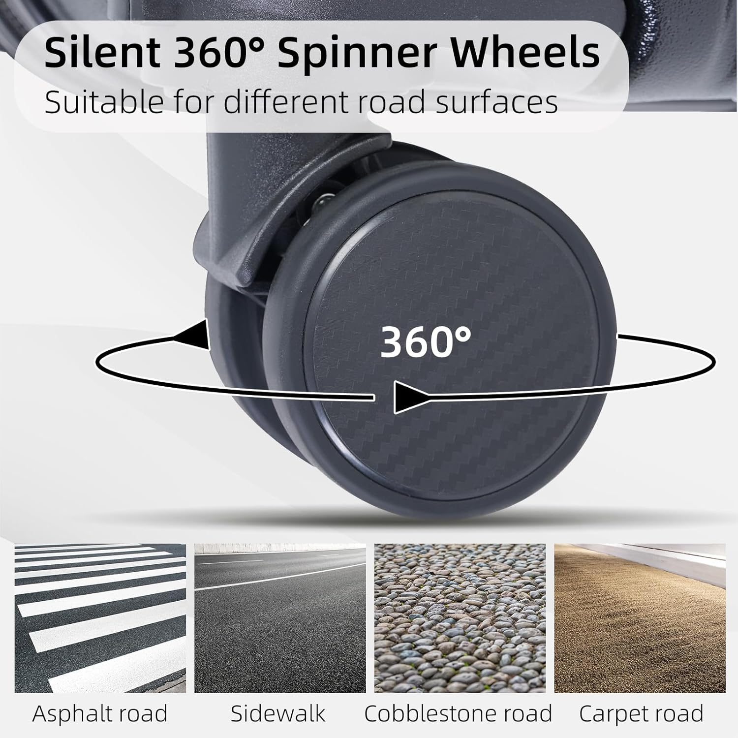 Yodolla 14" Carry-On Suitcase, Hard Shell Luggage with Phone Holder & Cup Holder, 25L Capacity, TSA Approved Lock, 360&deg; Spinner Wheels, Lightweight ABS, Perfect for Domestic Travel, Black image number 3