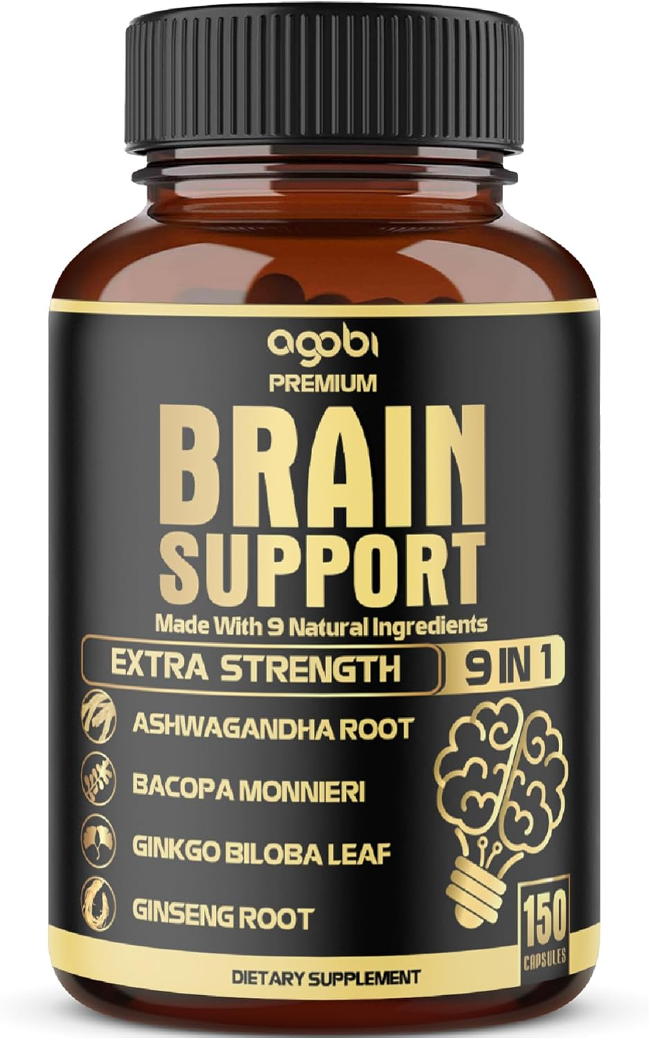 9In1 Brain Support Supplement 5750 Mg - Blended with Ashwagandha, Panax Ginseng, Gotu Kola, Ginkgo Biloba, Black Pepper & More - Accuracy, Focus, Memory & Energy Booster - 150 Capsules for 5 Months image number 4