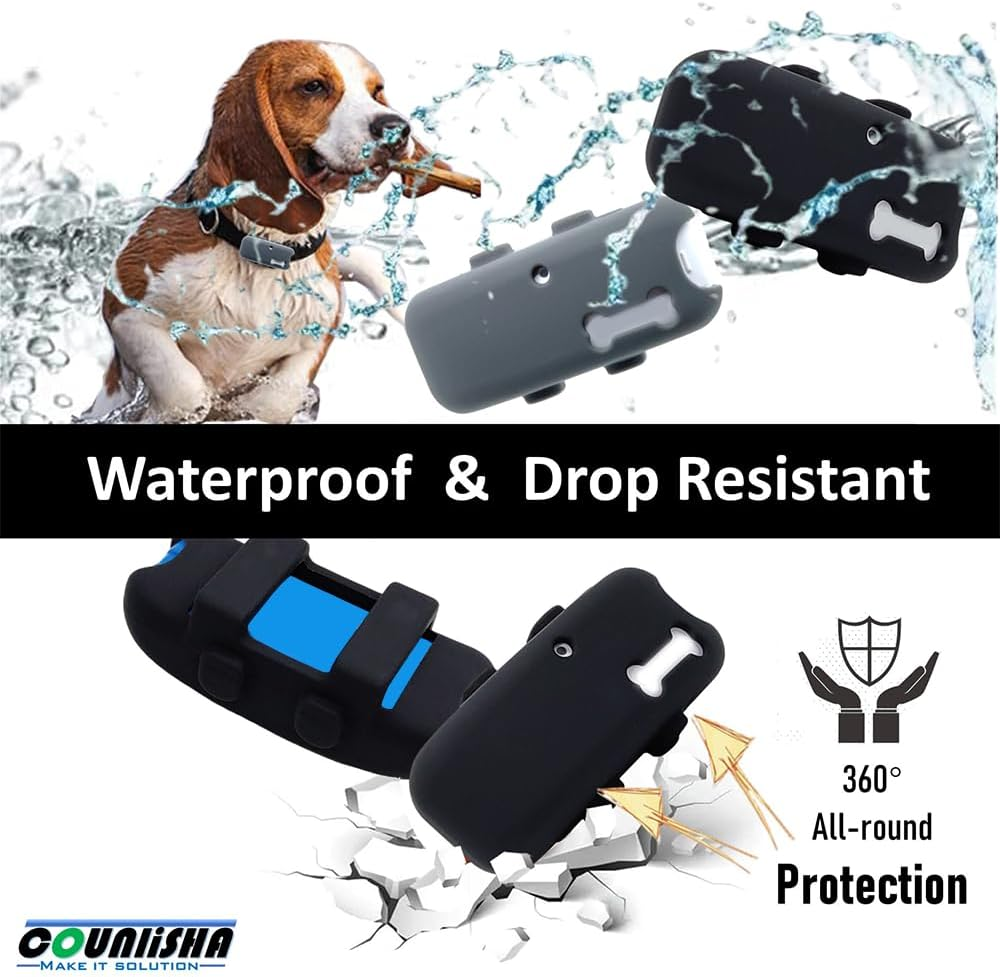 Counlisha 2 Packs Silicone Holder for Tractive GPS Pet Tracker,Waterproof Rubber Accessories Cover Item Finder Anti-Scratch,Secure Sturdy Lightweight Case with Strap for Dog Cat Collar (Black,Grey) image number 3