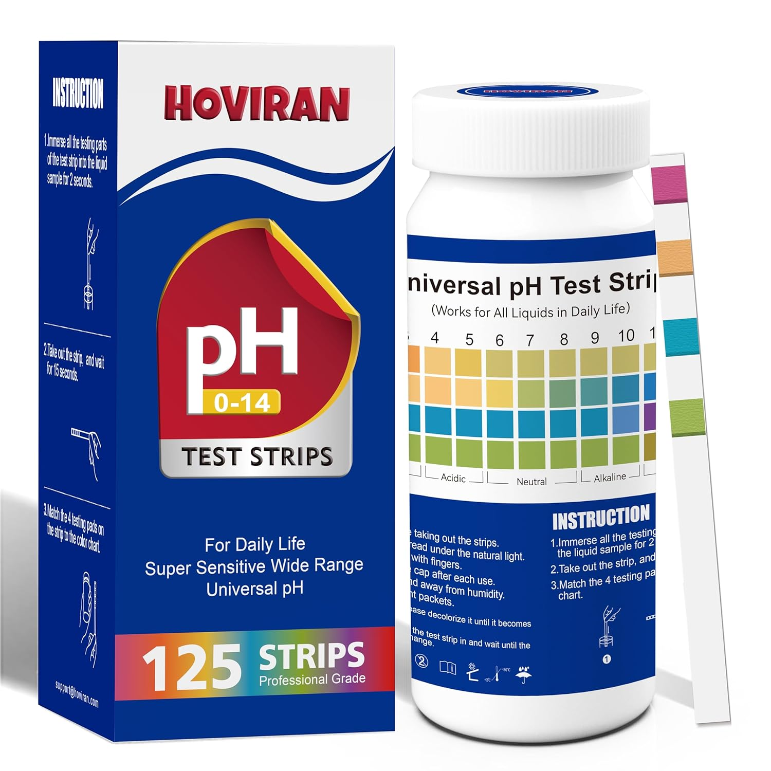Universal Ph Test Strips 0-14, Quick Accurate Ph Testing Kit for Food, Soap Making & Kombucha, 125Ct Litmus Paper Ph Test Strips for Liquids, Drinking Water, Aquarium, Pool, Hot Tub, Spa image number 4