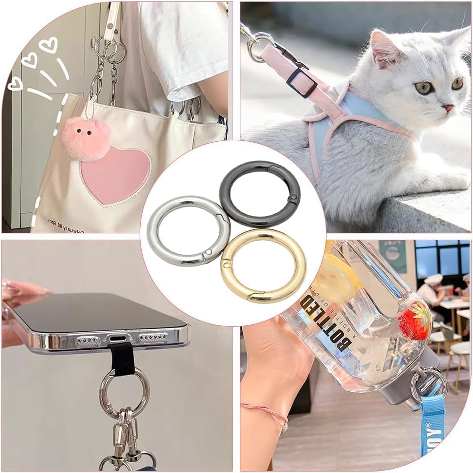 30Pcs Metal Spring O Rings round Carabiner Keyring, Betterjonny 28Mm Spring Keyrings Buckle Snap Clip Trigger for Keychain Bags Purse Craft DIY Accessories(3 Colors) image number 4