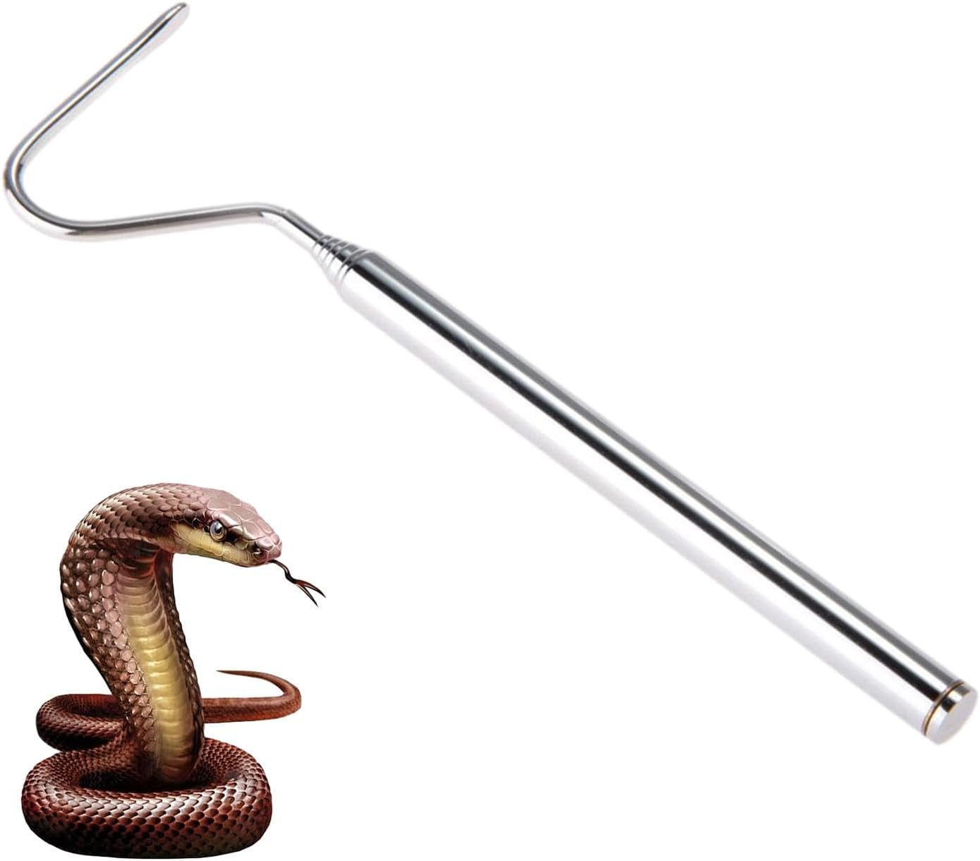 Snake Catcher Grabber - Snake Hook Pick Up, Snake Grabber Stick Hand Tools | Stainless Steel Reptile Grabber for Snakes Reptiles Catching, Telescopic 6.3-26.77 Inches Long Handheld Snake Grabber - Silver image number 3