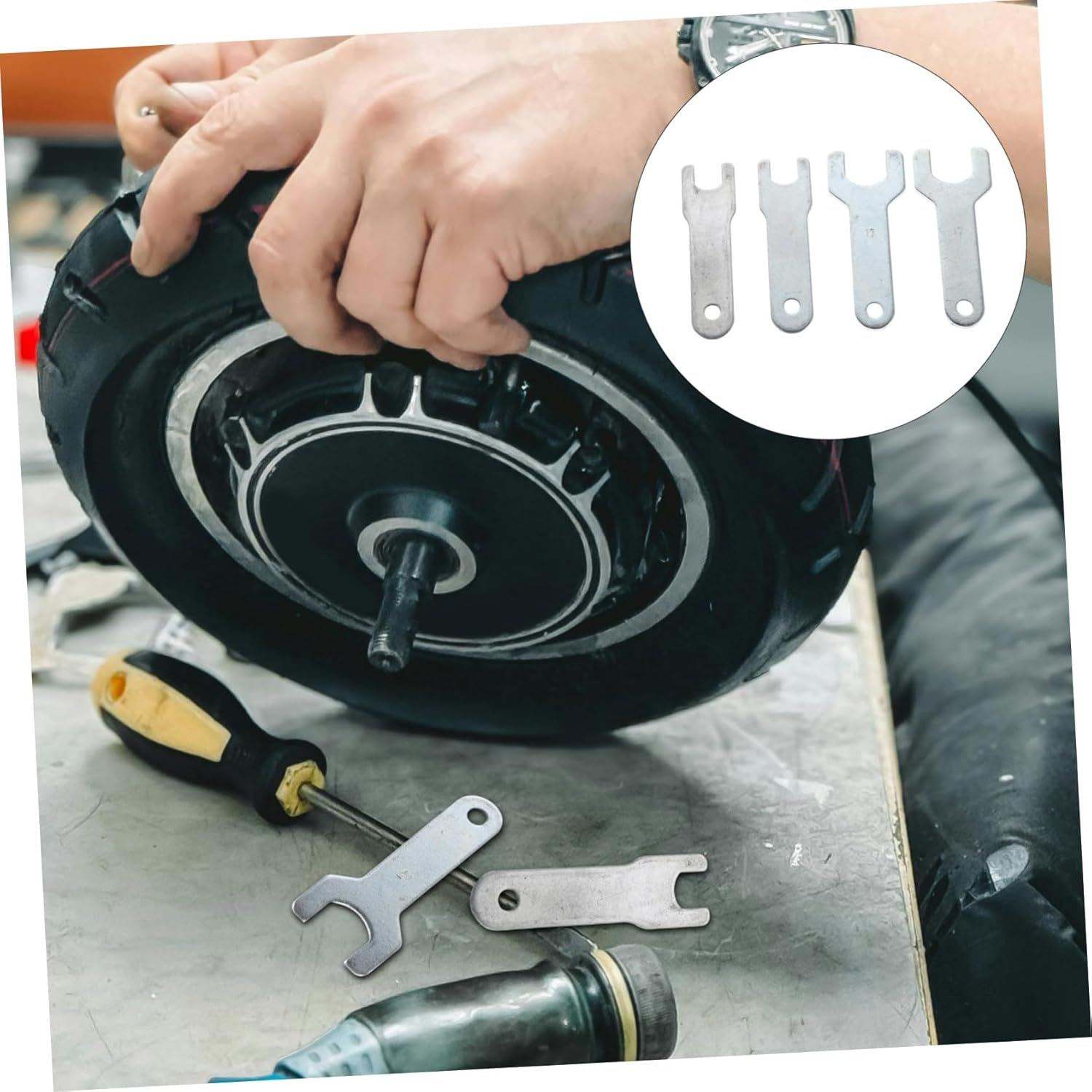 Veemoon 4Pcs Pneumatic Polishing Wrench for Rotary Tool Angle Grinder Wrench Spanner High Efficiency for Automotive Jewelry image number 1