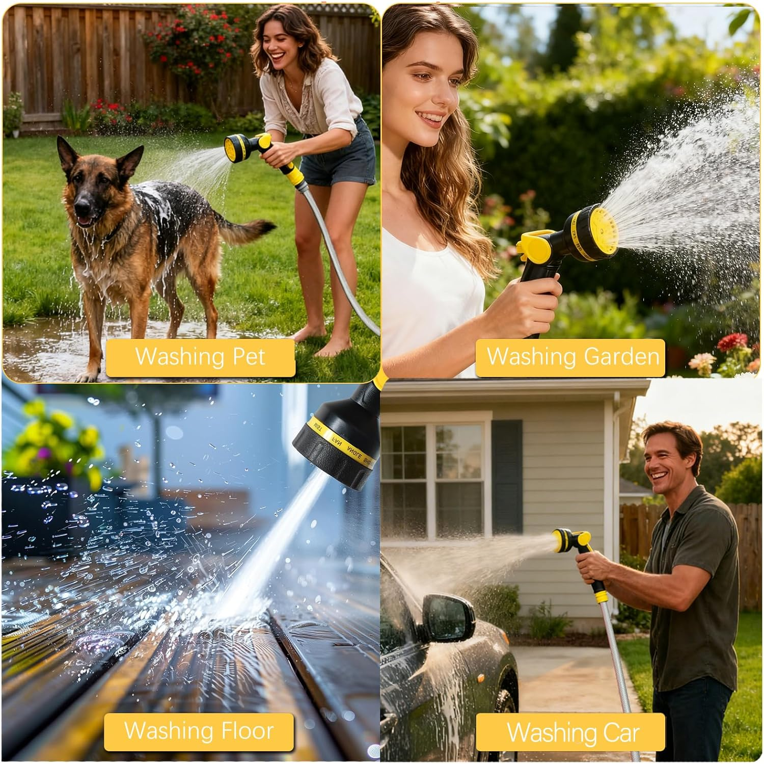 20M+2.5M Garden Hose Reel with 10 Function Sprayer Nozzle, Manual Retractable Hose Reel, Easy Storage, Durable, Frost Protection, Garden Pipe Hose Cart for Gardening, Car Washing, Pet Bathing image number 2