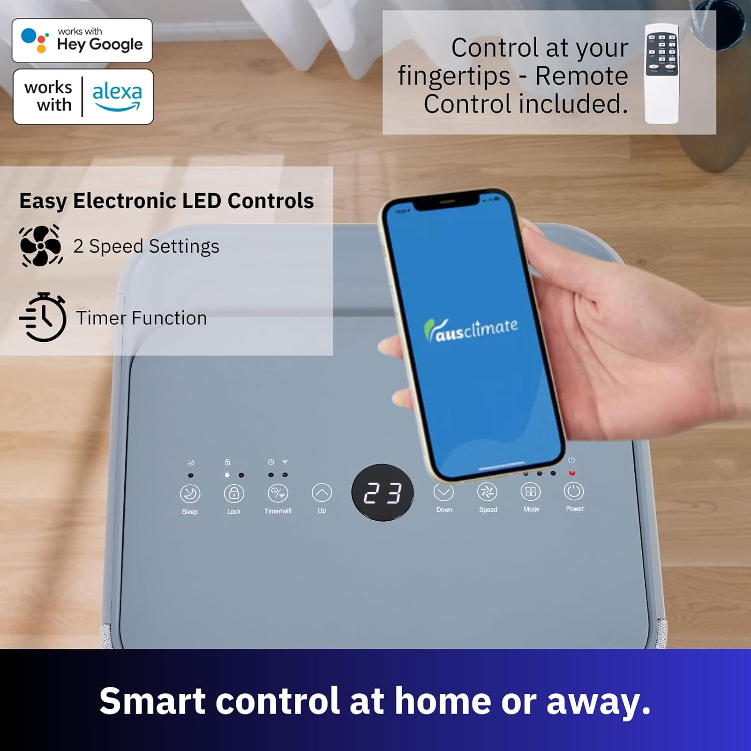 Ausclimate 2.05Kw Smart Compact Portable AC, Stone Grey