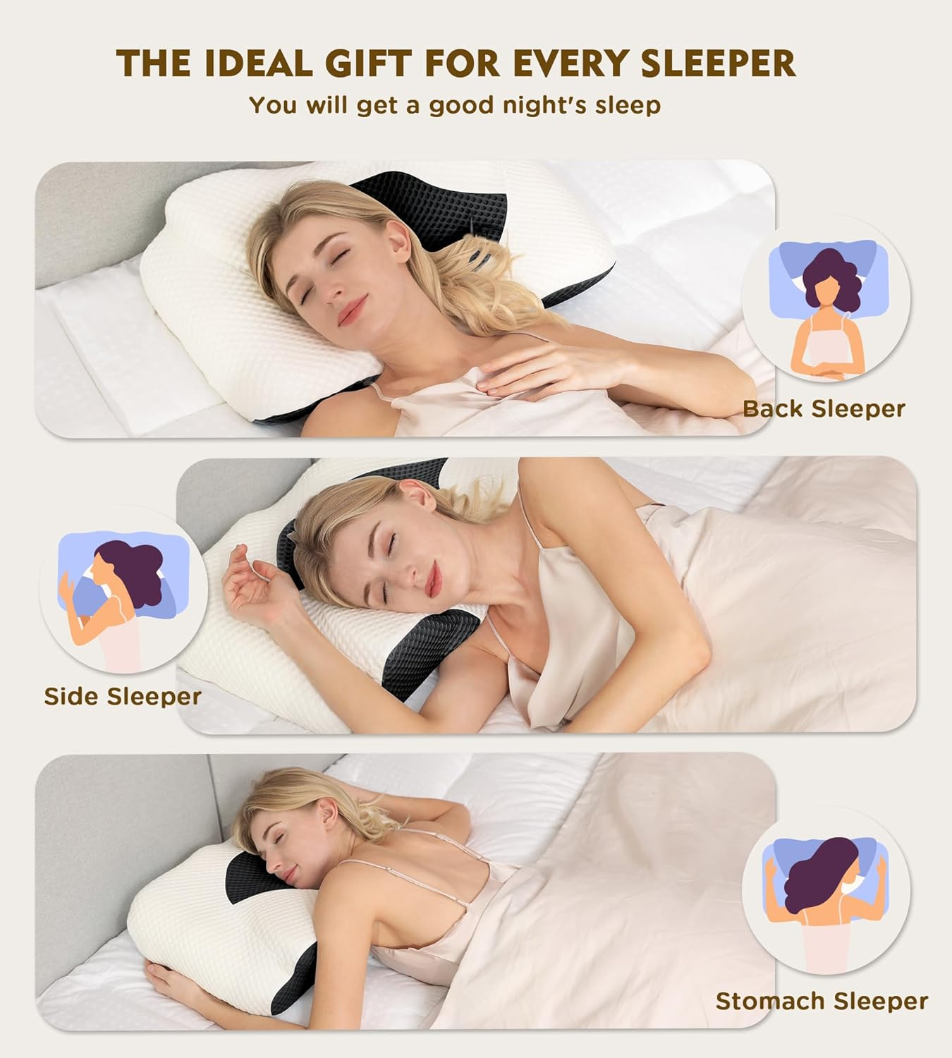 Osteo Cervical Pillow for Neck Pain Relief, Hollow Design Odorless Memory Foam Pillows with Cooling Case, Adjustable Orthopedic Bed Pillow for Sleeping, Support for Side Back Sleepers image number 7