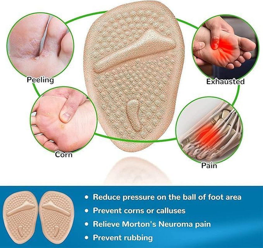 LLCFA 2 Pairs Reusable Anti-Slip High Heel Cushion Inserts Pads - Blister Prevention Foot Insoles for Loose/Oversized Shoes, One Size Fits All image number 1