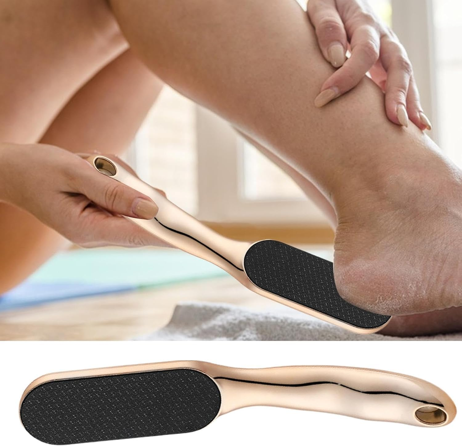 Veins Grain Foot File, 1Pc Veinsgrain Foot File, Dead Skin Remover Heel Scraper, Veins Grain Feet Callus Remover and Scrubber Heel Scraper for Wet and Dry Feet, Gold image number 5