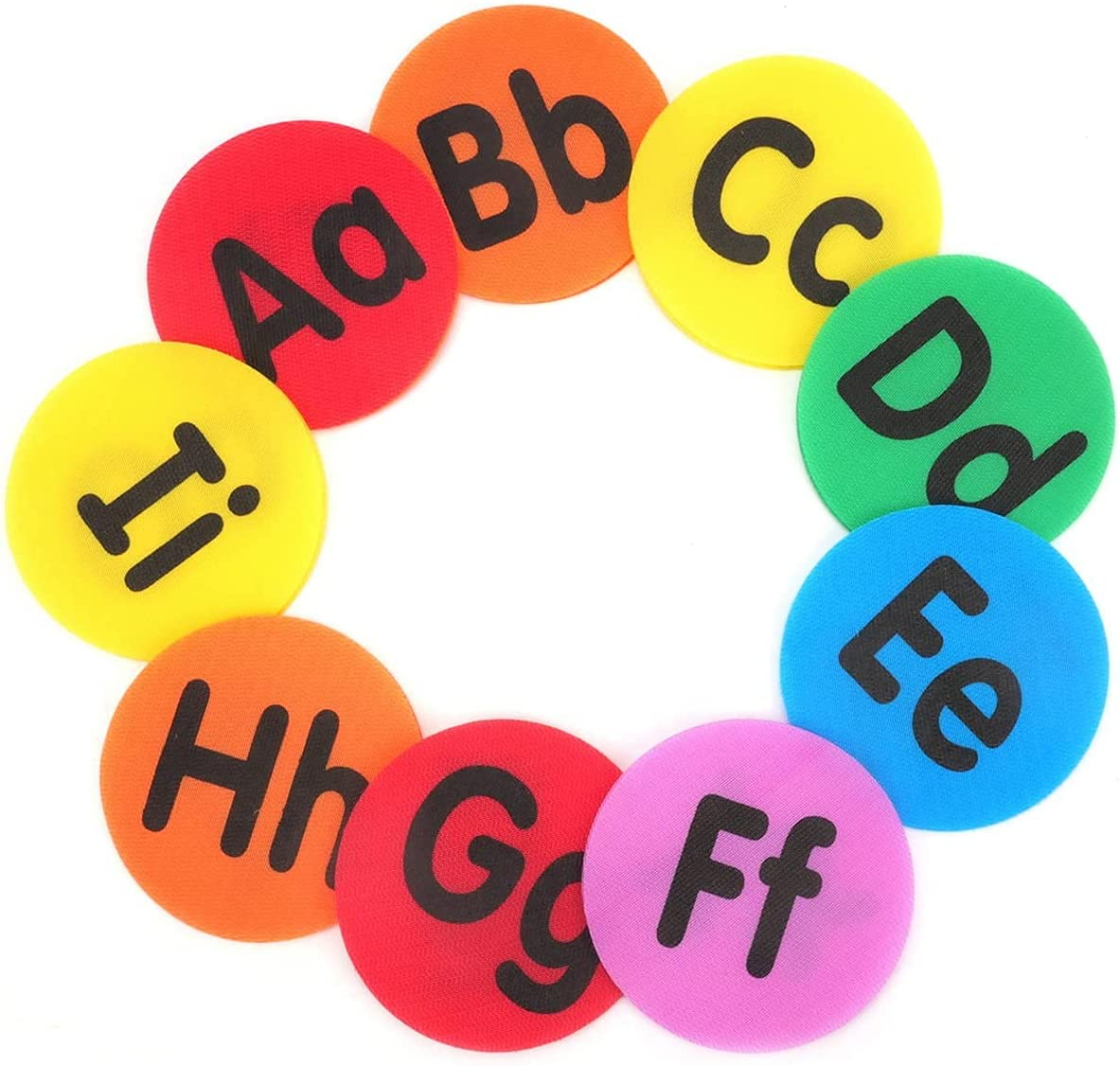 VANANA 26 Pieces English Alphabet Letter Carpet Sticker Sit Magic round Shape Marker Circles Dot for Preschool Kindergarten Game Classroom image number 1