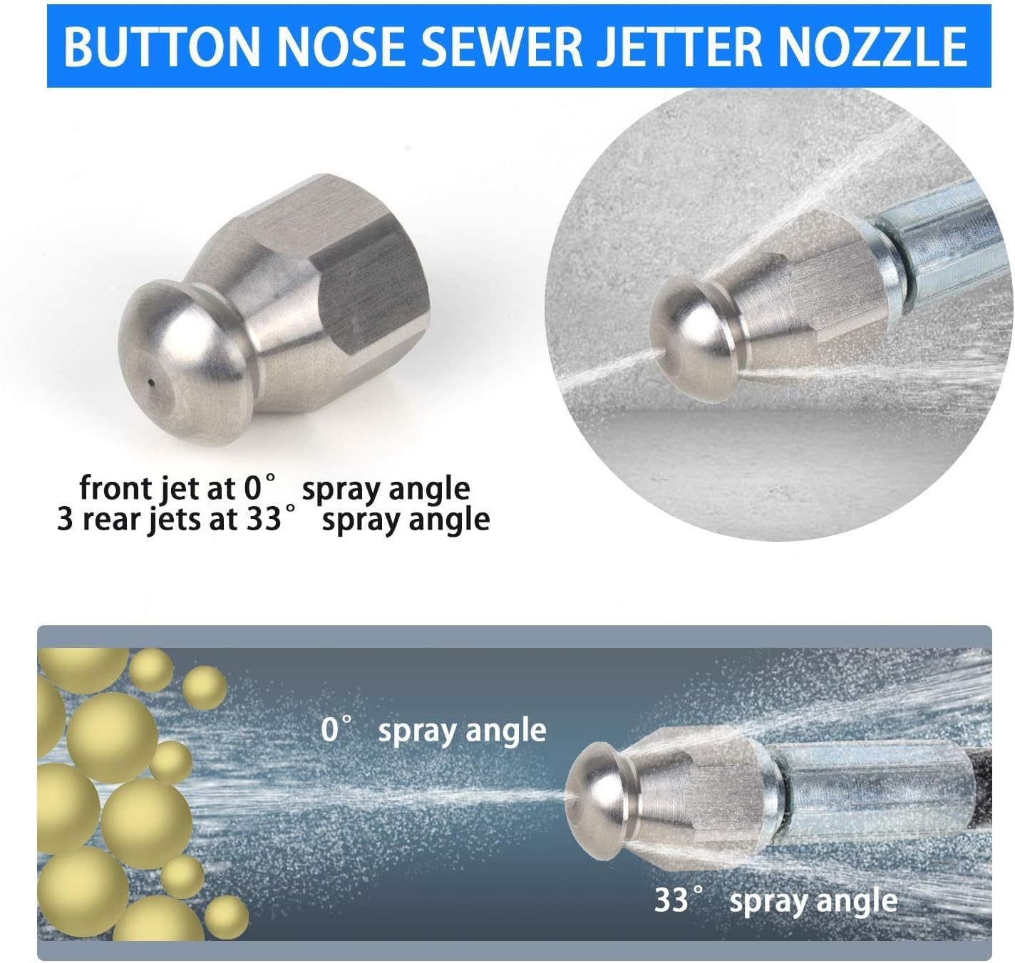 Pressure Washer Drain Pipe Hose Cleaning Kit for Karcher K2-K7 Series and LAVOR Pressure Washer, with Jet Nozzle and Rotating Jet Nozzle, 15 M/50FT, 180 Bar and 2700 PSI