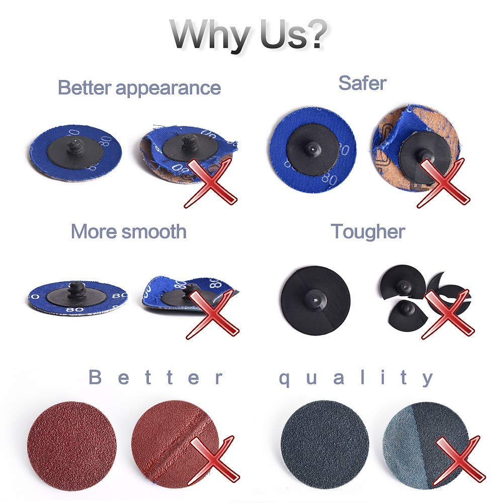 NYNM 60 Pcs Sanding Discs Set, 2 Inch Quick Change Sanding Discs with 1/4" Holders, Die Grinder Accessories Surface Conditioning Burr Rust Paint Removal image number 2