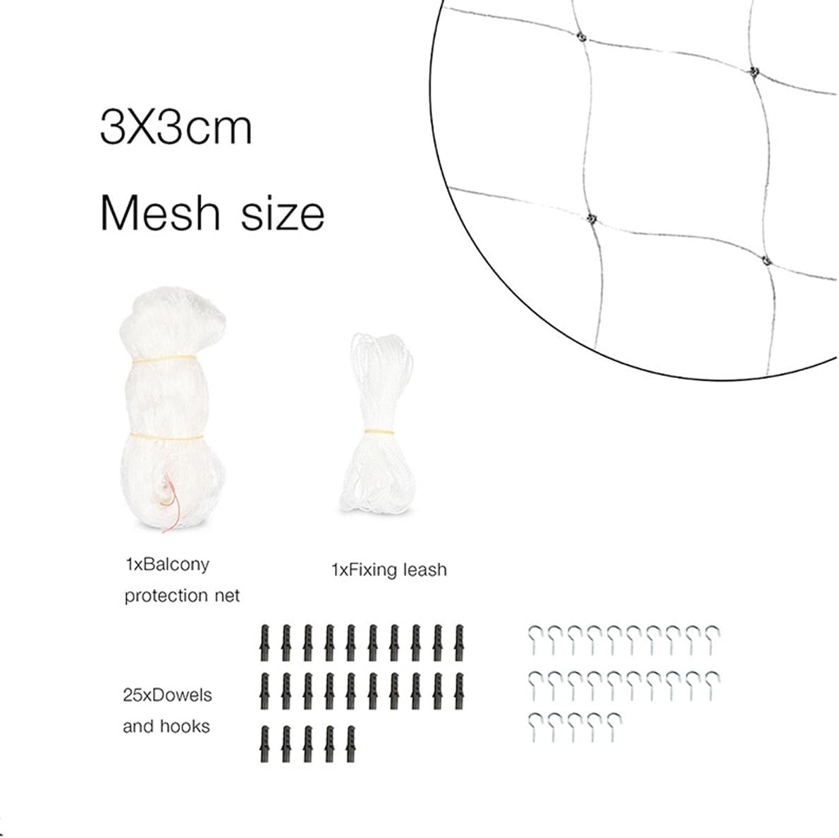 Sarini Guards Cat Nets 6 X 3 M Plastic Nylon Wire Guards Safety Fall Protection Nets for Cats?;Pet to Secure Balcony Windows image number 2