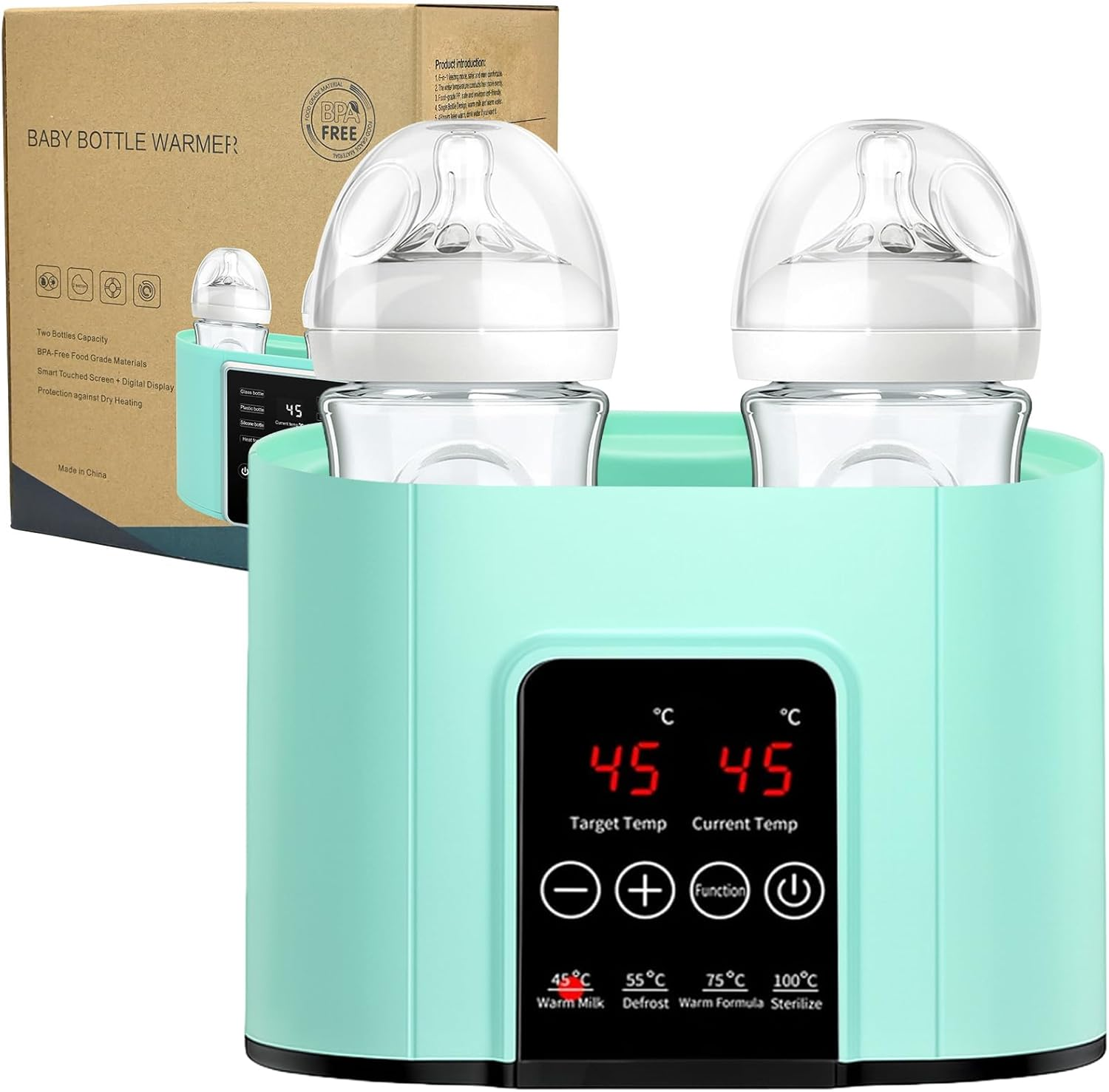 Multifunction Baby Bottle Warmer with Accurate Temperature Control, Constant Heat Milk Warmer for Breast Milk & Formula, Adjustable Heating, Easy & Safe to Use