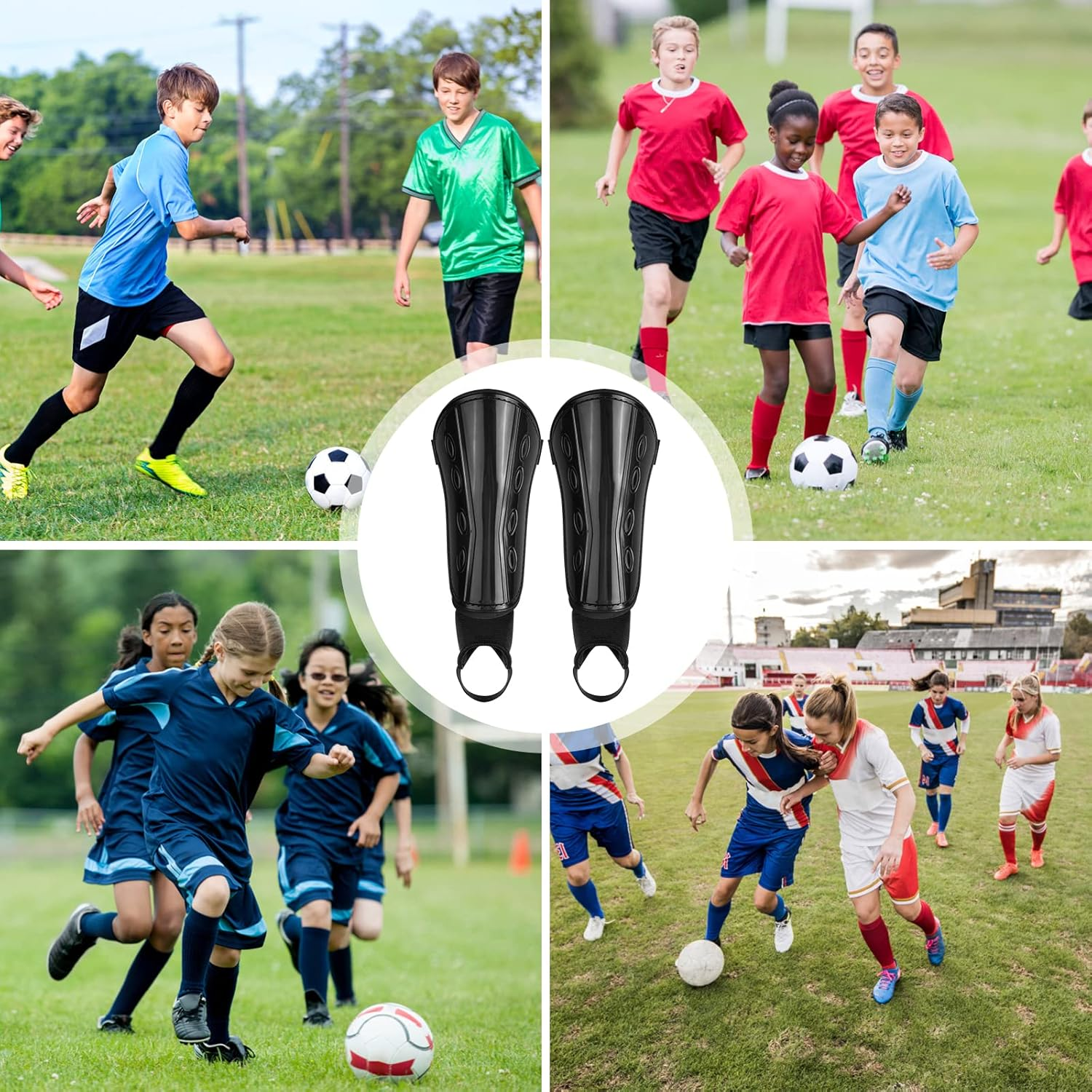 Kids Adults Football Shin Guards, Soccer Shin Guards Eva Shin Pads, Football Shin Pad, Junior Shin Pads with Ankle Protection, Leg Shin Guards, for Boys Girls Teenagers