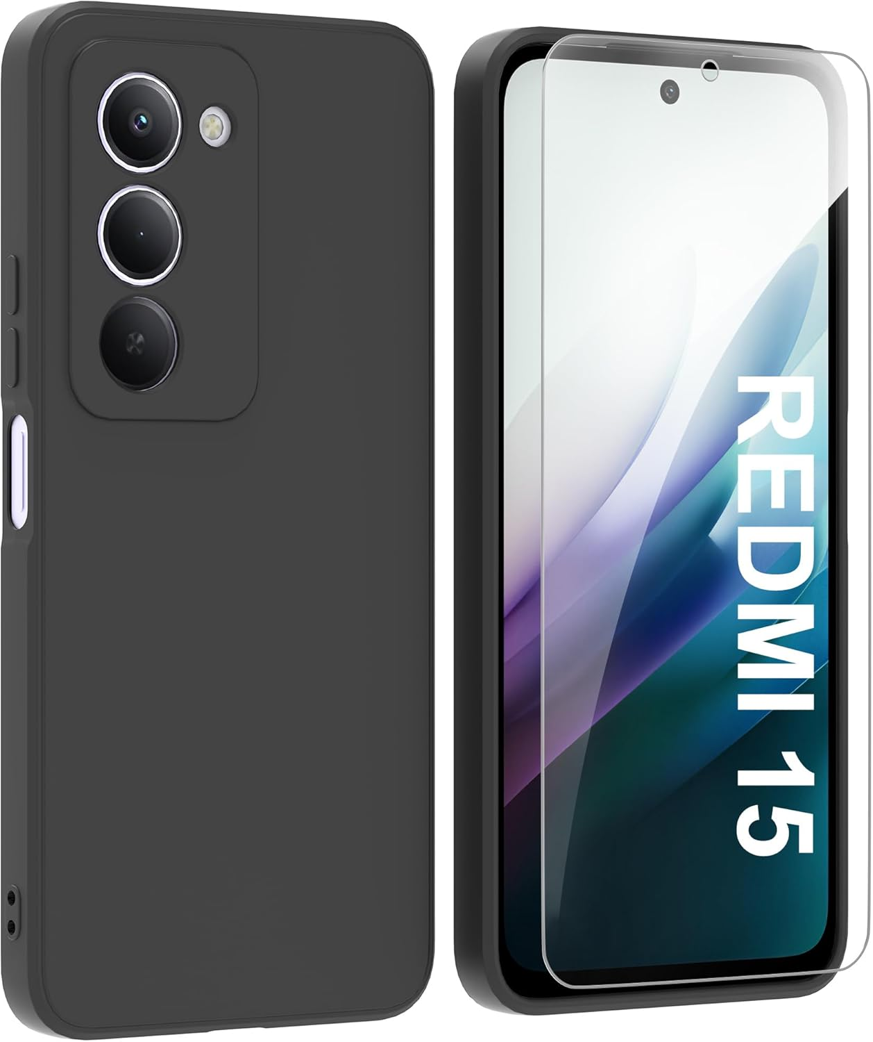 ARRYNN Case for Xiaomi Redmi 15 4G / 5G (6.9 Inch) + Protective Film, Mobile Phone Case Liquid Silicone Soft TPU Shockproof Case Cover Protective Case - Green