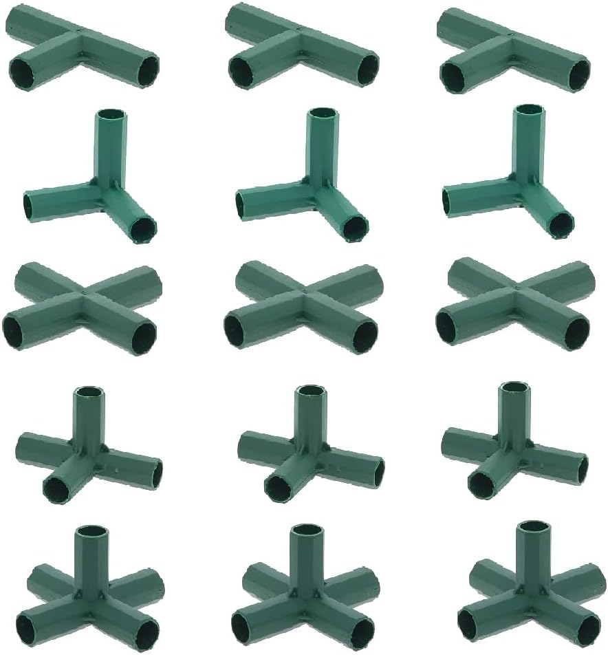 15 Pcs Greenhouse Frame Connector, 16Mm 5 Types Garden Framework Cages Corner Connectors for Grape Trellis Sunscreen Shed Gardening image number 1