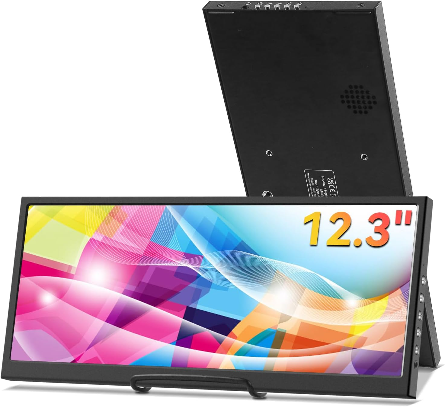 12.3 Inch Secondary Monitor, IPS Stretched Bar LCD Travel Display 1920 * 720 HDMI USBC, Mini Portable Monitor Metal Material for Laptop Computer Windows Aida64 GPU CPU RAM Monitoring,Built-In Speaker image number 1