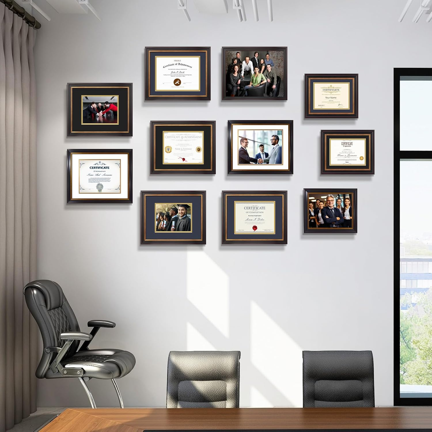 Golden State Art, 11X14 Black Gold & Burgundy Color Document Frame for 8X10 Diploma/Certificate/Picture, Includes Double Mat and Real Glass (Black over Gold Double Mat, 1-Pack) image number 4