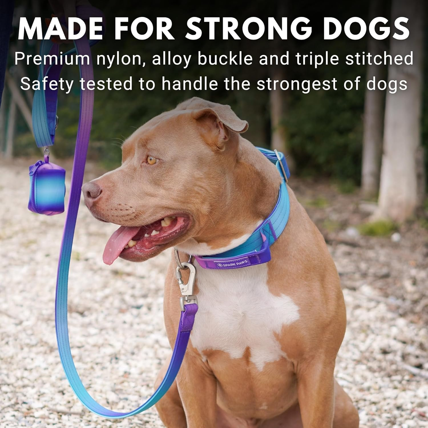 Spark Paws Tactical Dog Collar - Premium Quality Collar for Your Canine Companion - Gradient Blue Purple &ndash; Size S (5Cm) image number 3