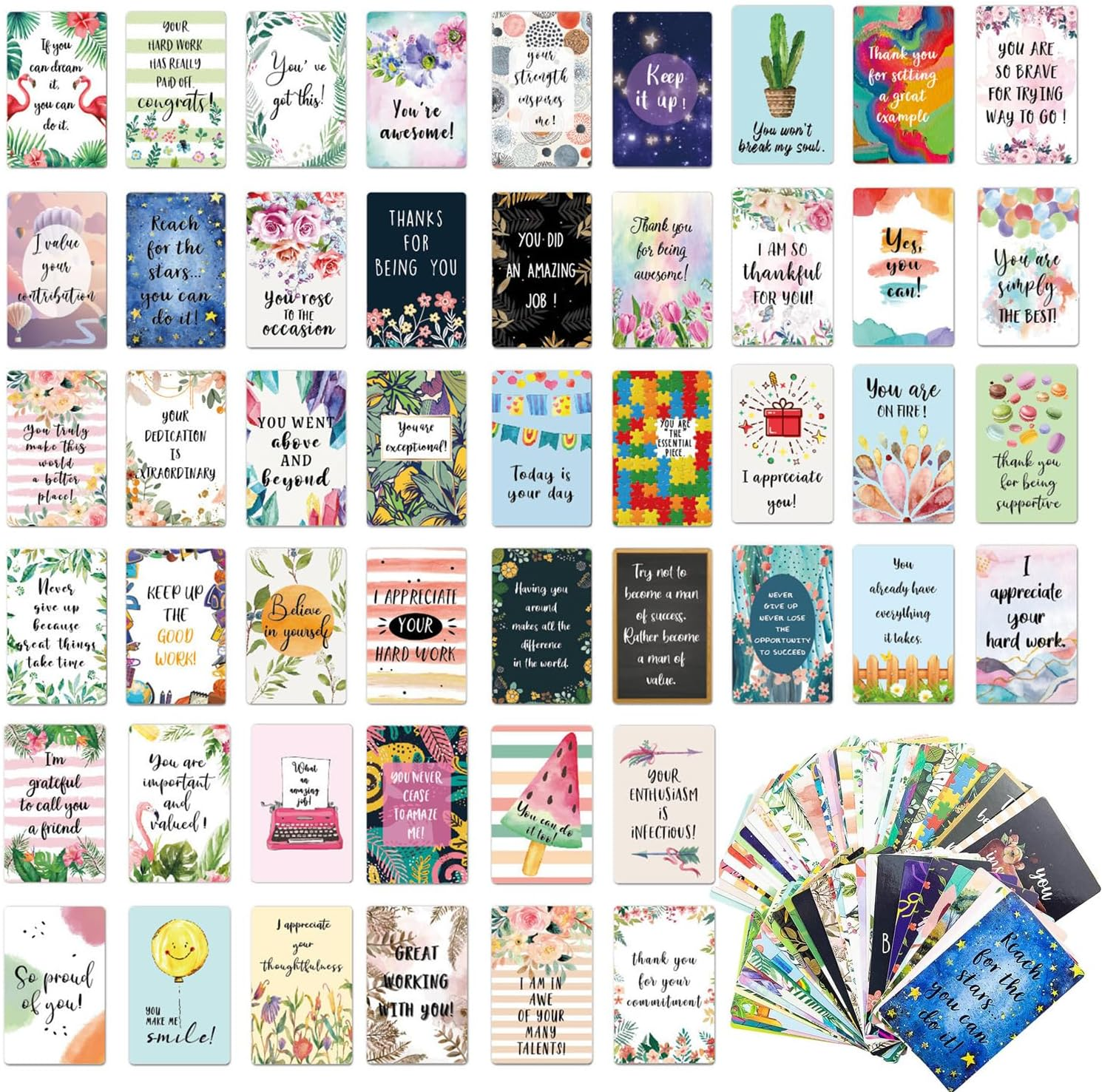 72Pcs Motivational Encouragement Quote Cards Inspirational Cards Positive Kindness Card Small Mini Encouragement Card for Women Students Girls Teens-8.3X5.3Cm image number 4