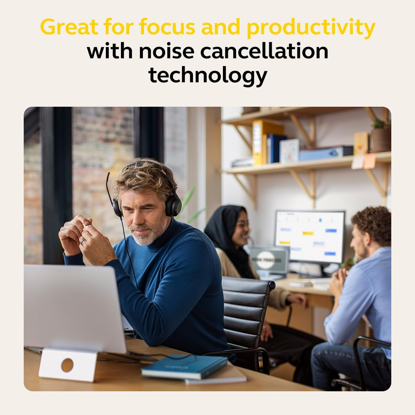 Jabra Evolve2 50 Wired Stereo Headset with Jabra Aircomfort Technology, Noise-Cancelling Mics, and Active Noise Cancellation - Works with All Leading UC Platforms Such as Zoom and Google Meet - Black image number 4
