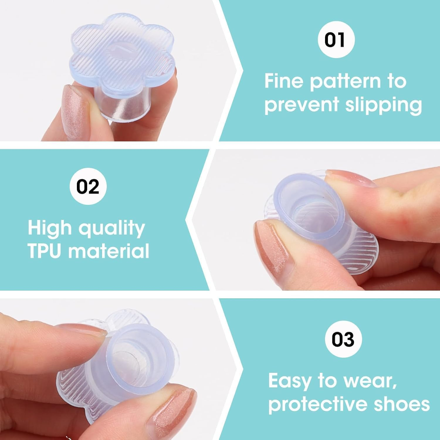 Flower Shaped Clear High Heel Protector Covers, 15Pcs Flower Shape Grass Heel Protector for Shoes, Soft Heel Covers Heel Repair Caps Covers Forfor Walking on Grass and Uneven Floor image number 2