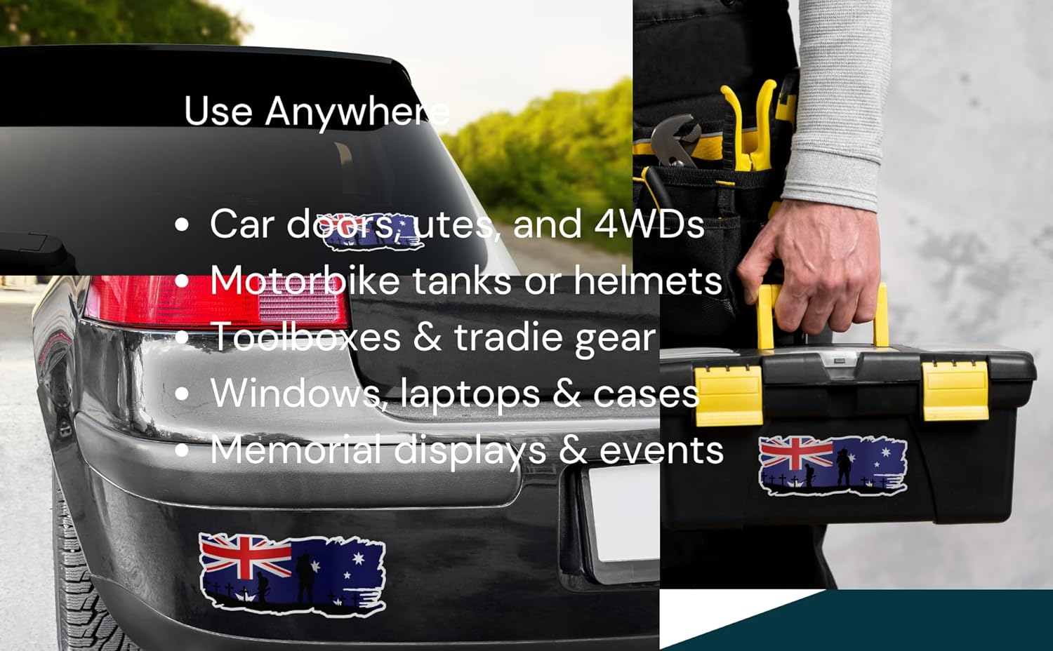 Lest We Forget Stickers &ndash; 2 Pack (20Cm & 15Cm) &ndash; Australian Flag Memorial Decals &ndash; Weatherproof Car, Window, Toolbox Vinyl &ndash; Bubble-Free, Easy Peel & Stick &ndash; Outdoor Grade 5 Years