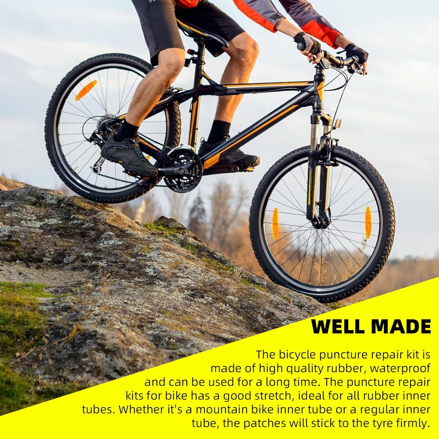 Luojinluoda 35Pcs Tyre Puncture Repair Kit Bicycle, Self-Adhesive Tyre Repair Kit - Complete Bike Tool Kit with Puncture Repair Patches, Metal Rasp & Storage Box for Road/Mountain Bike Inner Tyre image number 3