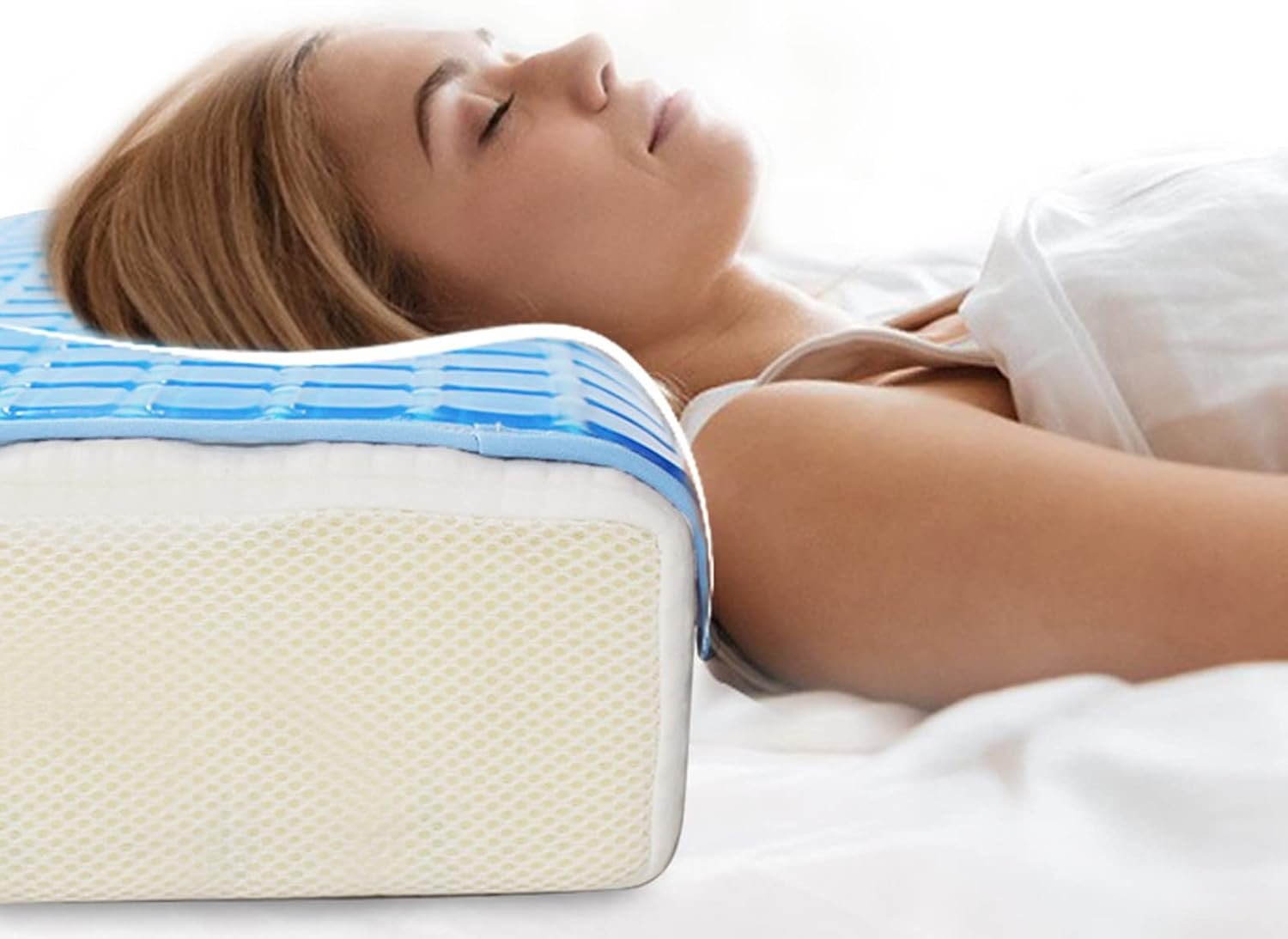 Gel Pillow Mat, 58 X 40Cm Cooling Chill Pillow Pad Breathable Ergonomic Cooling Pillow Cushion, Soft Flexible Foldable Recycling Washable Reusable Pillow Mat image number 4