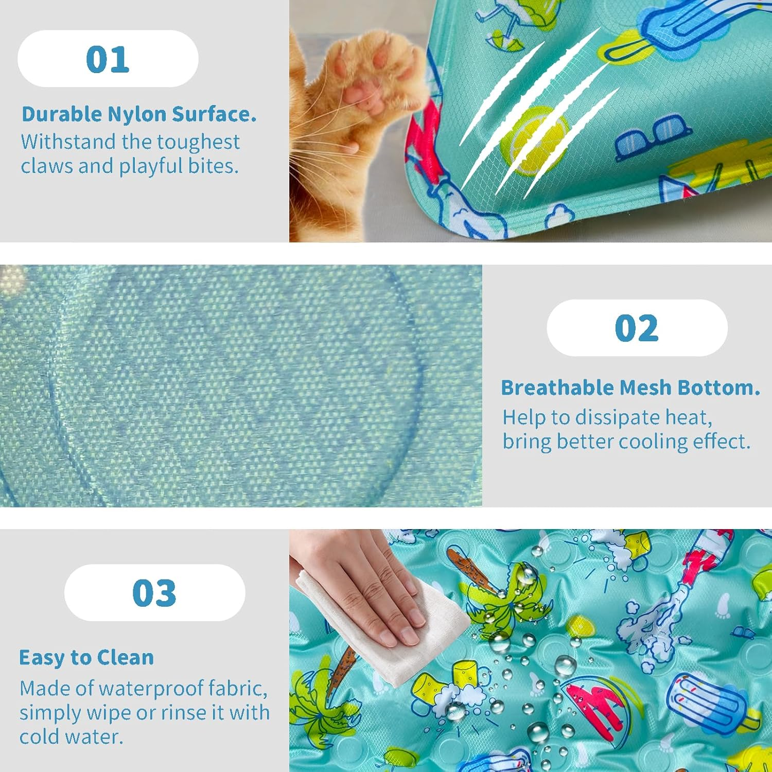 MITAIKO Dog Cooling Mat, Pet Ice Cooling Pad Sleep Bed [60X50Cm / 20"X24"] - Water Filled - Tear & Scratch Resistant for Dogs & Cats, for Pets Sofa & Crate to Keep Cool & Calm Sleep in Summer, Green image number 2