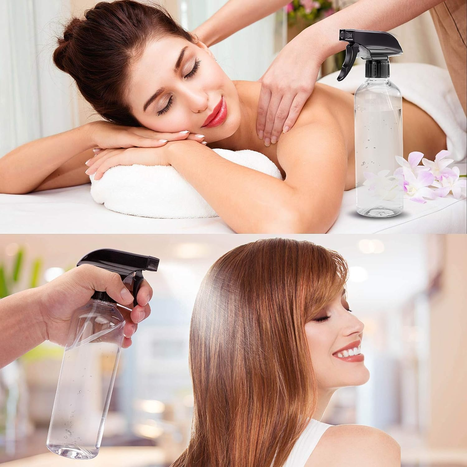 4 Pack 16Oz Plastic Spray Bottle, Empty Spray Bottles Clear and Refillable Container with Labels & Adjustable Nozzle for Water, Essential Oils, Hair, Cleaning Products, Plants, Pet, BBQ image number 4