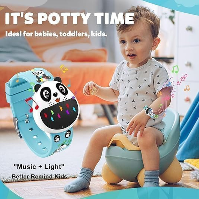 MINYII Potty Training Watch for Kids V2 &ndash; a Water Resistant Potty Reminder Device to Train Your Toddler with Fun/Musical & Vibration Interval Reminder with Potty Training Ebook - Panda -Watch Blue -01 image number 2