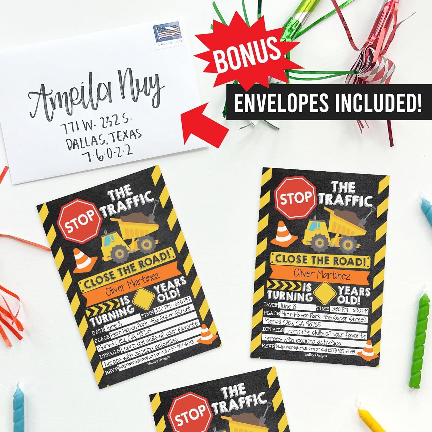 15 Construction Birthday Invitations for Boys - Construction Birthday Invites for Boy, Construction Site Birthday Party Invitations for Boys, Boy Birthday Invitations, Invitations for Birthday Party image number 5